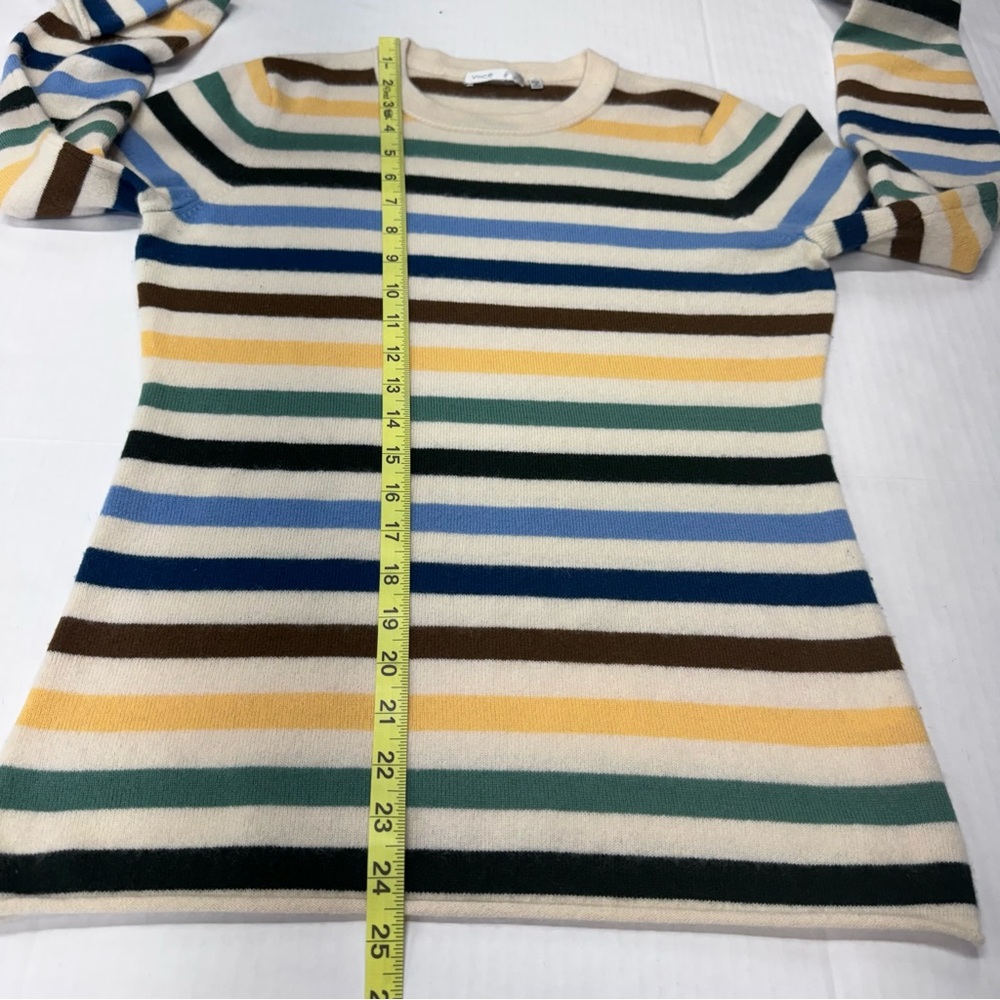 Vince Mixed Striped Cashmere Sweater Crewneck Size L Cozy Preppy - Picture 9 of 13
